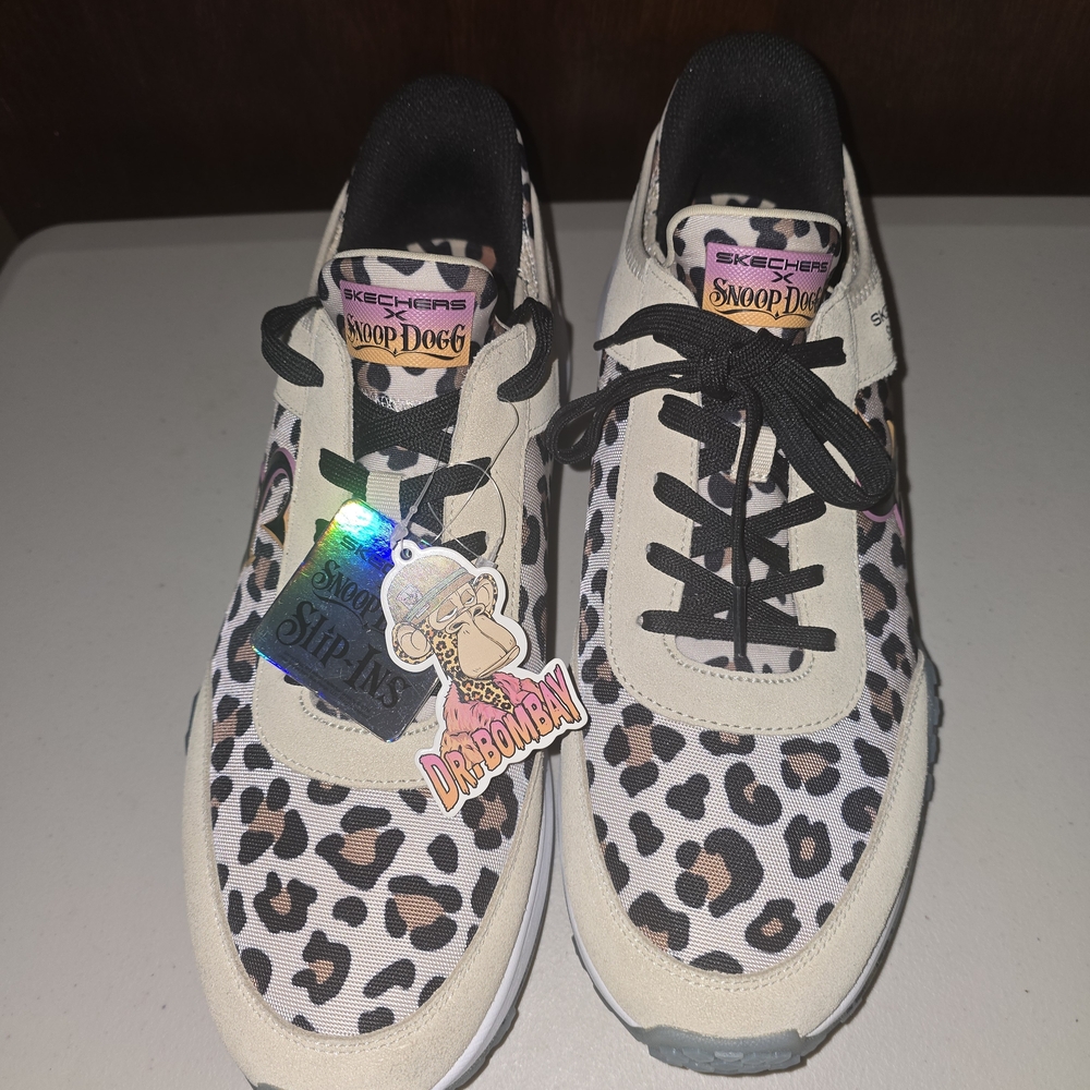 Skechers Leopard Print Sneakers with Black Accents